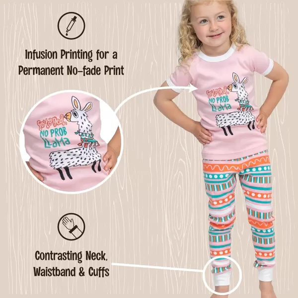 Lazy One ShortSleeve Pajamas Sets for Girls and Boys Kids Soft Animal PJs Lake PajamasLlama