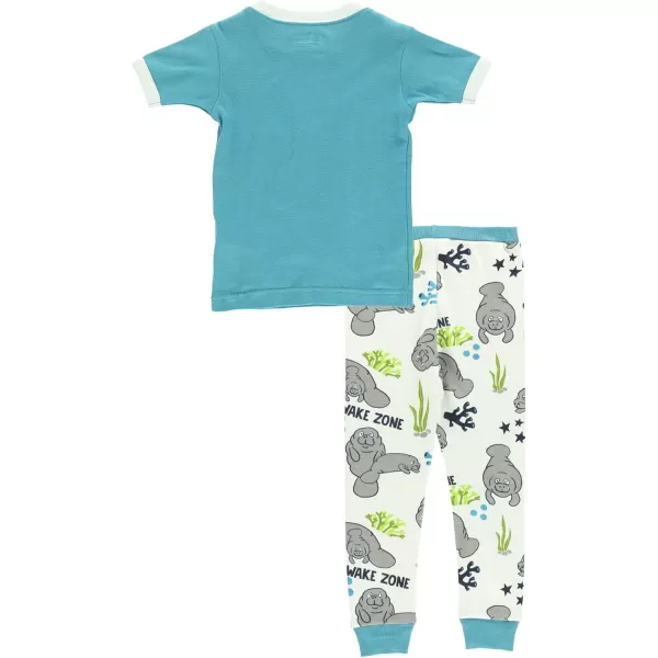 Lazy One ShortSleeve Pajamas Sets for Girls and Boys Kids Soft Animal PJs Lake PajamasManatee Pajama Sets