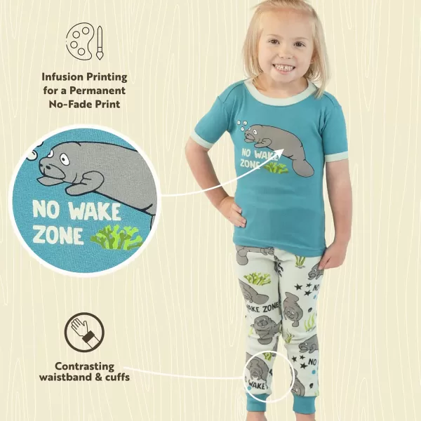 Lazy One ShortSleeve Pajamas Sets for Girls and Boys Kids Soft Animal PJs Lake PajamasManatee Pajama Sets