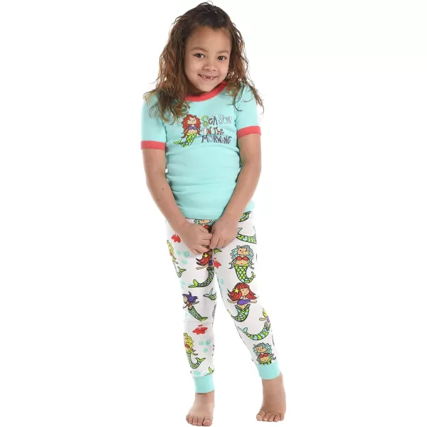 Lazy One ShortSleeve Pajamas Sets for Girls and Boys Kids Soft Animal PJs Lake PajamasMermaid Pajama Sets