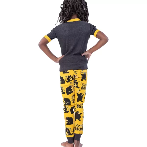 Lazy One ShortSleeve Pajamas Sets for Girls and Boys Kids Soft Animal PJs Lake PajamasSweet Dreamsbear