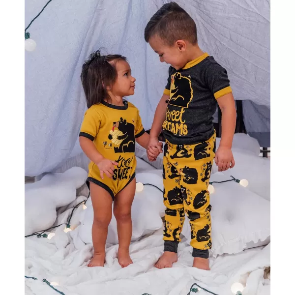 Lazy One ShortSleeve Pajamas Sets for Girls and Boys Kids Soft Animal PJs Lake PajamasSweet Dreamsbear