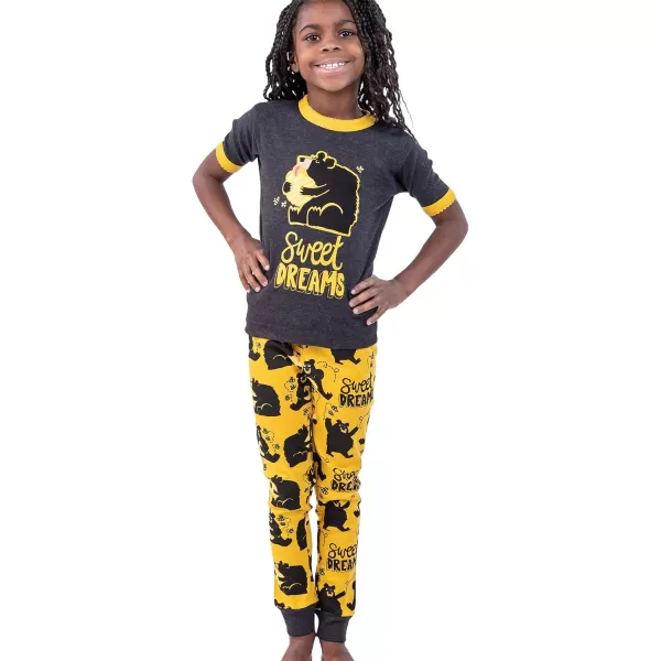 Lazy One ShortSleeve Pajamas Sets for Girls and Boys Kids Soft Animal PJs Lake PajamasSweet Dreamsbear