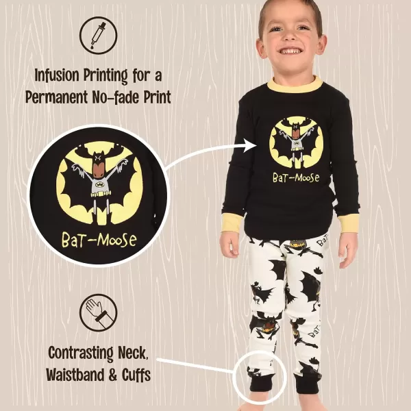 Lazy One Warm LongSleeve PJ Sets for Girls and Boys Cozy Comfy Funny Kids Pajama Sets Animal Bear ampamp MooseBat Moose Pajama Sets