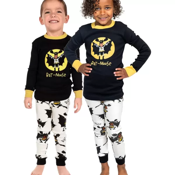 Lazy One Warm LongSleeve PJ Sets for Girls and Boys Cozy Comfy Funny Kids Pajama Sets Animal Bear ampamp MooseBat Moose Pajama Sets