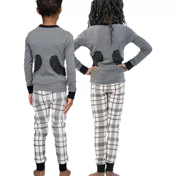 Lazy One Warm LongSleeve PJ Sets for Girls and Boys Cozy Comfy Funny Kids Pajama Sets Animal Bear ampamp MooseBear Hug Gray