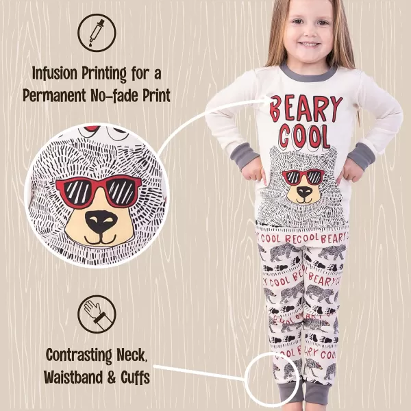 Lazy One Warm LongSleeve PJ Sets for Girls and Boys Cozy Comfy Funny Kids Pajama Sets Animal Bear ampamp MooseBeary Cool Pajama Sets