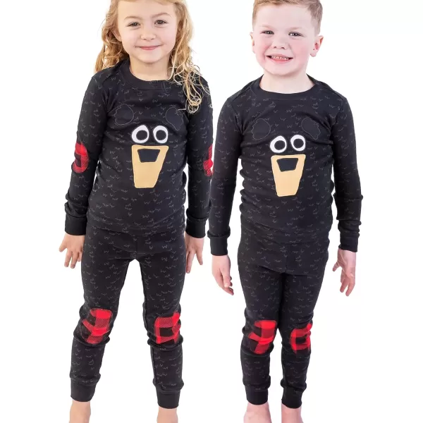 Lazy One Warm LongSleeve PJ Sets for Girls and Boys Cozy Comfy Funny Kids Pajama Sets Animal Bear ampamp MooseBlack Bear Pajama Sets