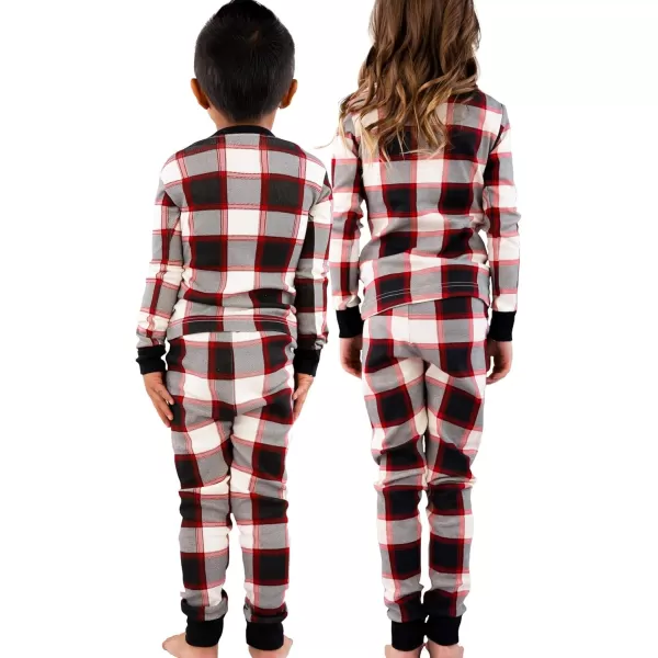 Lazy One Warm LongSleeve PJ Sets for Girls and Boys Cozy Comfy Funny Kids Pajama Sets Animal Bear ampamp MooseBlack Plaid