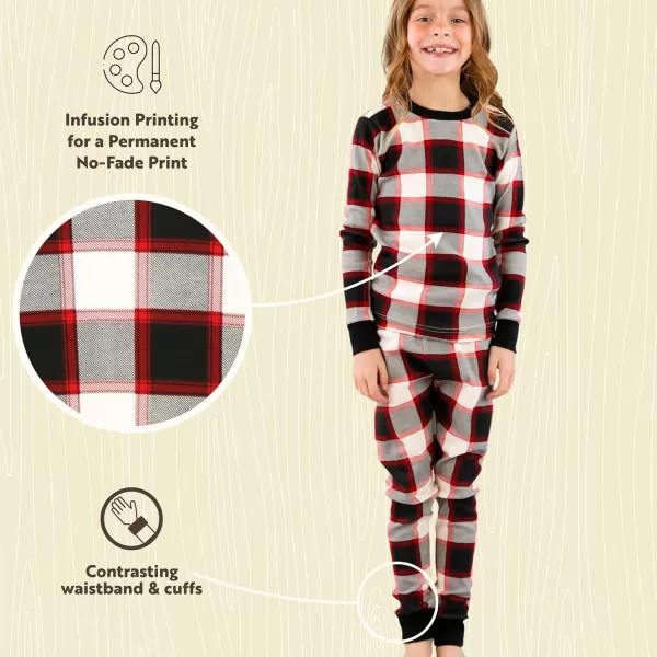 Lazy One Warm LongSleeve PJ Sets for Girls and Boys Cozy Comfy Funny Kids Pajama Sets Animal Bear ampamp MooseBlack Plaid