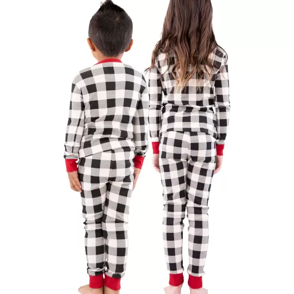 Lazy One Warm LongSleeve PJ Sets for Girls and Boys Cozy Comfy Funny Kids Pajama Sets Animal Bear ampamp MooseBlack  White Plaid Pajama Sets