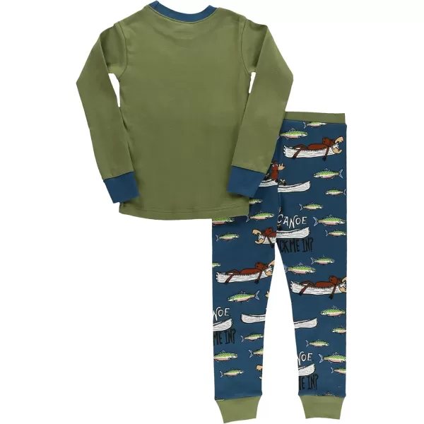 Lazy One Warm LongSleeve PJ Sets for Girls and Boys Cozy Comfy Funny Kids Pajama Sets Animal Bear ampamp MooseCanoe Tuck Me in Pajama Sets