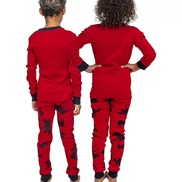 Lazy One Warm LongSleeve PJ Sets for Girls and Boys Cozy Comfy Funny Kids Pajama Sets Animal Bear ampamp MooseClassic Moose Pajama Sets