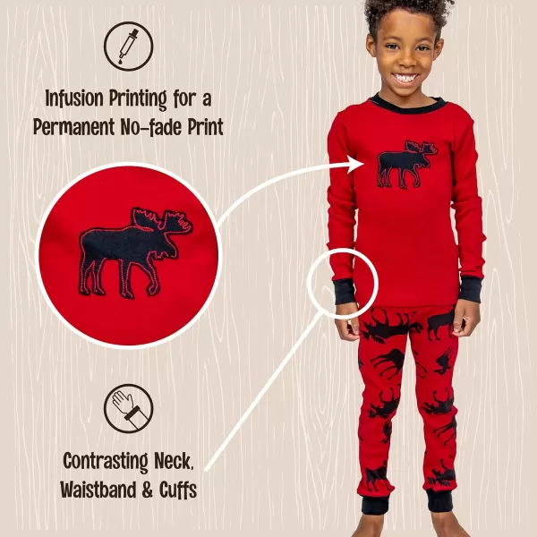 Lazy One Warm LongSleeve PJ Sets for Girls and Boys Cozy Comfy Funny Kids Pajama Sets Animal Bear ampamp MooseClassic Moose Pajama Sets