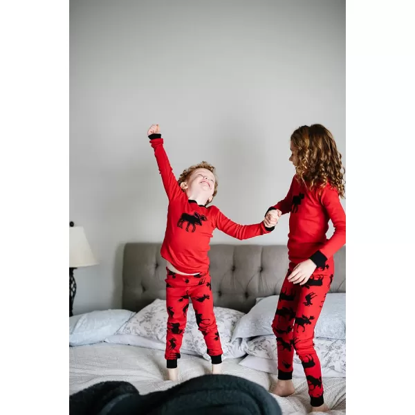 Lazy One Warm LongSleeve PJ Sets for Girls and Boys Cozy Comfy Funny Kids Pajama Sets Animal Bear ampamp MooseClassic Moose Pajama Sets