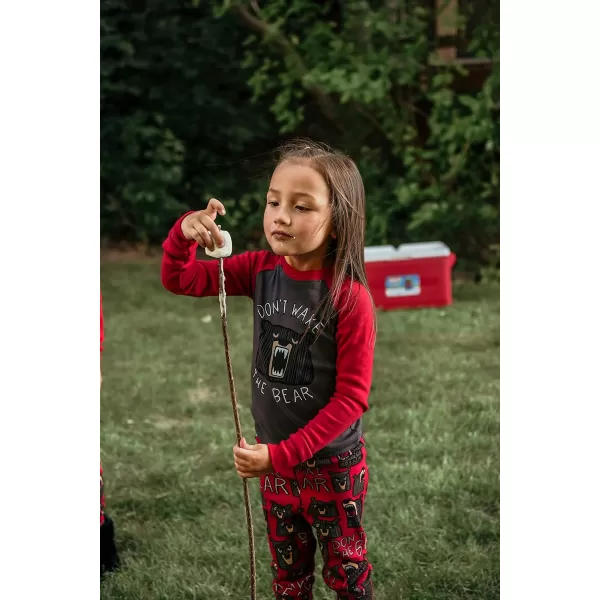 Lazy One Warm LongSleeve PJ Sets for Girls and Boys Cozy Comfy Funny Kids Pajama Sets Animal Bear ampamp MooseDont Wake the Bear Pajama Sets