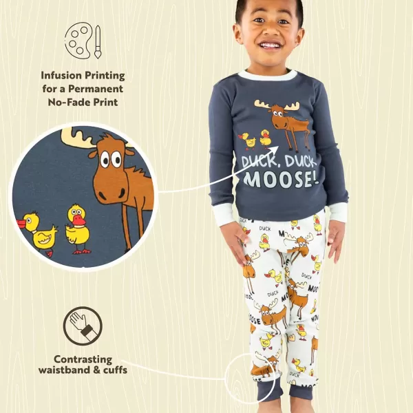 Lazy One Warm LongSleeve PJ Sets for Girls and Boys Cozy Comfy Funny Kids Pajama Sets Animal Bear ampamp MooseDuck Duck Moose Blue Pajama Sets