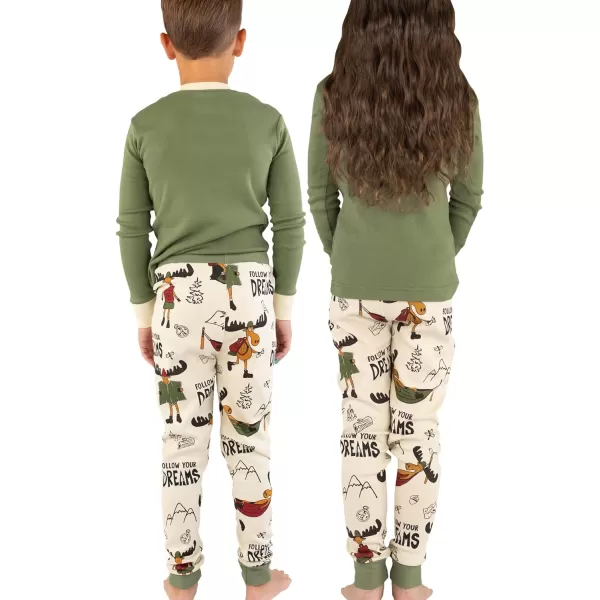 Lazy One Warm LongSleeve PJ Sets for Girls and Boys Cozy Comfy Funny Kids Pajama Sets Animal Bear ampamp MooseFollow Your Dreams Pajama Sets