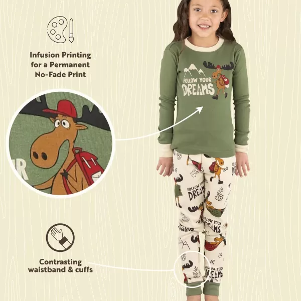 Lazy One Warm LongSleeve PJ Sets for Girls and Boys Cozy Comfy Funny Kids Pajama Sets Animal Bear ampamp MooseFollow Your Dreams Pajama Sets