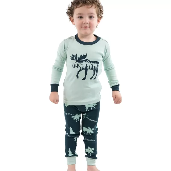 Lazy One Warm LongSleeve PJ Sets for Girls and Boys Cozy Comfy Funny Kids Pajama Sets Animal Bear ampamp MooseMountain Moose Pajama Sets