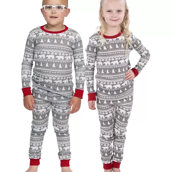 Lazy One Warm LongSleeve PJ Sets for Girls and Boys Cozy Comfy Funny Kids Pajama Sets Animal Bear ampamp MooseNordic Bear Pajama Sets