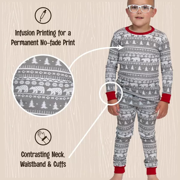 Lazy One Warm LongSleeve PJ Sets for Girls and Boys Cozy Comfy Funny Kids Pajama Sets Animal Bear ampamp MooseNordic Bear Pajama Sets