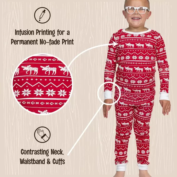 Lazy One Warm LongSleeve PJ Sets for Girls and Boys Cozy Comfy Funny Kids Pajama Sets Animal Bear ampamp MooseNordic Moose Pajama Sets