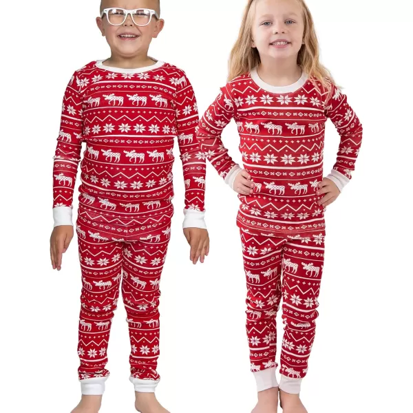 Lazy One Warm LongSleeve PJ Sets for Girls and Boys Cozy Comfy Funny Kids Pajama Sets Animal Bear ampamp MooseNordic Moose Pajama Sets