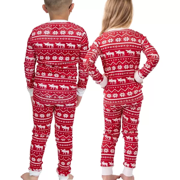 Lazy One Warm LongSleeve PJ Sets for Girls and Boys Cozy Comfy Funny Kids Pajama Sets Animal Bear ampamp MooseNordic Moose Pajama Sets