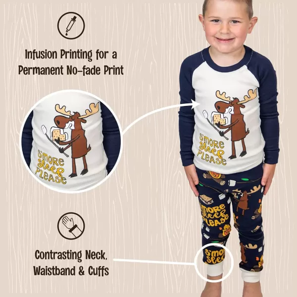 Lazy One Warm LongSleeve PJ Sets for Girls and Boys Cozy Comfy Funny Kids Pajama Sets Animal Bear ampamp MooseSmore Sleep Pajama Sets