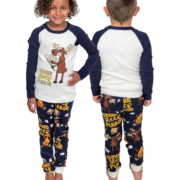 Lazy One Warm LongSleeve PJ Sets for Girls and Boys Cozy Comfy Funny Kids Pajama Sets Animal Bear ampamp MooseSmore Sleep Pajama Sets