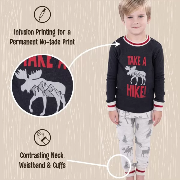 Lazy One Warm LongSleeve PJ Sets for Girls and Boys Cozy Comfy Funny Kids Pajama Sets Animal Bear ampamp MooseTake a Hike Pajama Sets