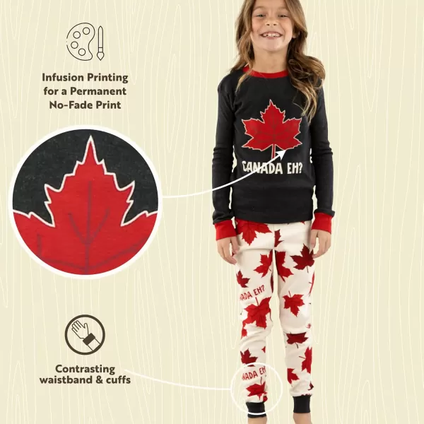 Lazy One Warm LongSleeve PJ Sets for Girls and Boys Funny Animal Kids Pajama Sets Cozy ComfyCanada Eh Pajama Sets