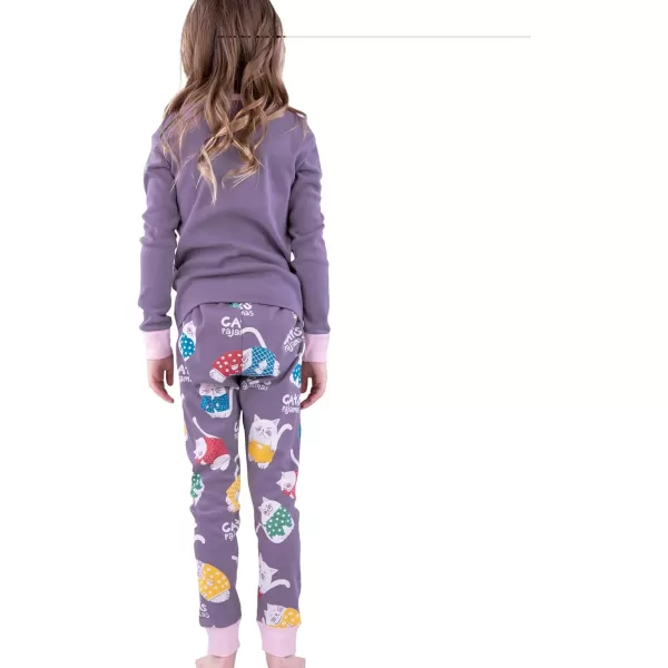 Lazy One Warm LongSleeve PJ Sets for Girls and Boys Funny Animal Kids Pajama Sets Cozy ComfyCats Pajamas Sets