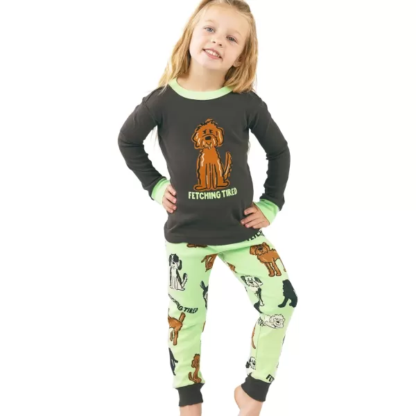 Lazy One Warm LongSleeve PJ Sets for Girls and Boys Funny Animal Kids Pajama Sets Cozy ComfyFetching Tired Pajama Sets
