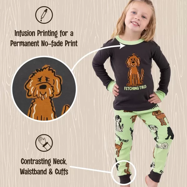 Lazy One Warm LongSleeve PJ Sets for Girls and Boys Funny Animal Kids Pajama Sets Cozy ComfyFetching Tired Pajama Sets