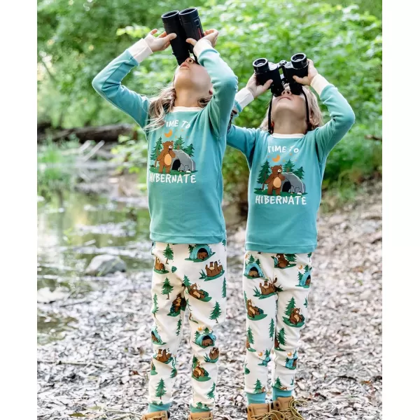 Lazy One Warm LongSleeve PJ Sets for Girls and Boys Funny Animal Kids Pajama Sets Cozy ComfyHibernate Pajama Sets
