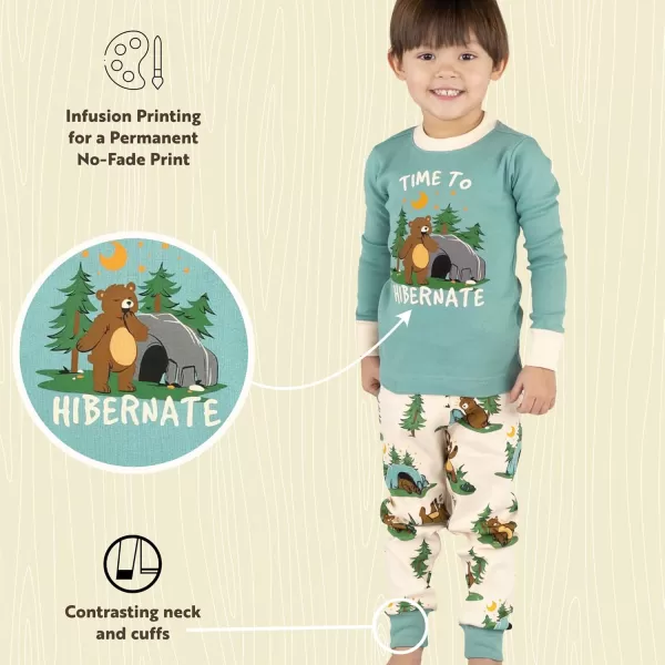 Lazy One Warm LongSleeve PJ Sets for Girls and Boys Funny Animal Kids Pajama Sets Cozy ComfyHibernate Pajama Sets