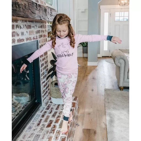 Lazy One Warm LongSleeve PJ Sets for Girls and Boys Funny Animal Kids Pajama Sets Cozy ComfyHogs  Kisses