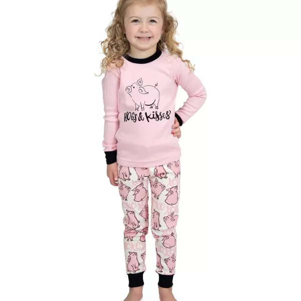 Lazy One Warm LongSleeve PJ Sets for Girls and Boys Funny Animal Kids Pajama Sets Cozy ComfyHogs  Kisses
