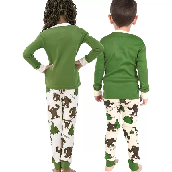 Lazy One Warm LongSleeve PJ Sets for Girls and Boys Funny Animal Kids Pajama Sets Cozy ComfyI Believe Bigfoot Pajama Sets
