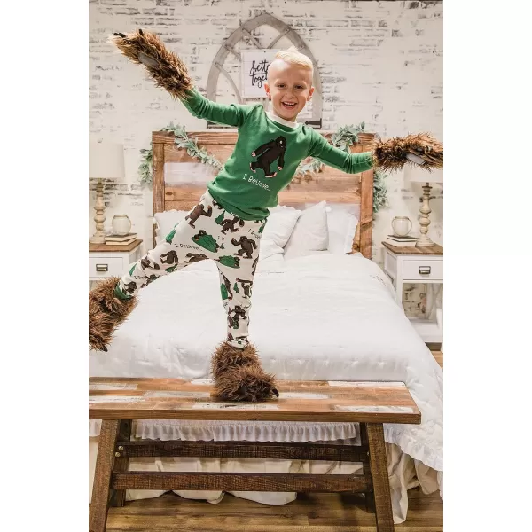 Lazy One Warm LongSleeve PJ Sets for Girls and Boys Funny Animal Kids Pajama Sets Cozy ComfyI Believe Bigfoot Pajama Sets