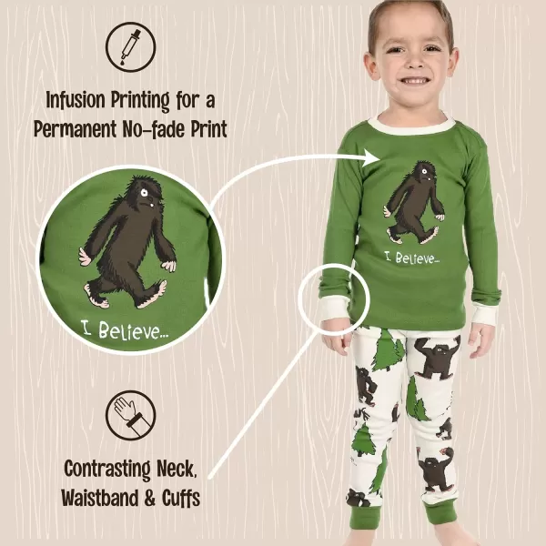 Lazy One Warm LongSleeve PJ Sets for Girls and Boys Funny Animal Kids Pajama Sets Cozy ComfyI Believe Bigfoot Pajama Sets