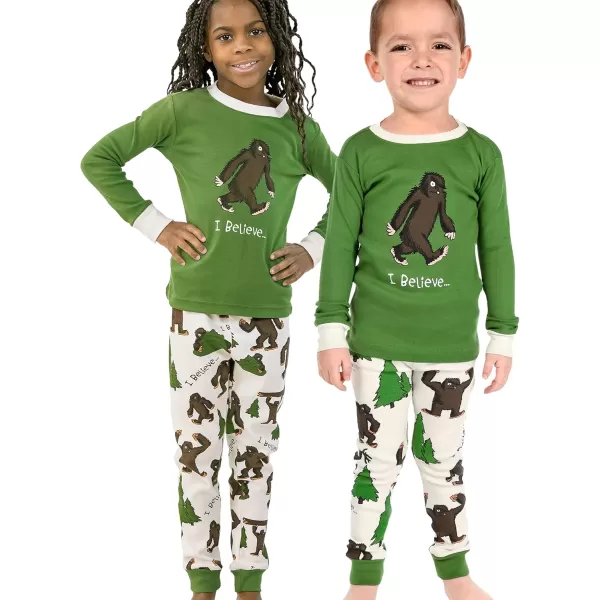 Lazy One Warm LongSleeve PJ Sets for Girls and Boys Funny Animal Kids Pajama Sets Cozy ComfyI Believe Bigfoot Pajama Sets
