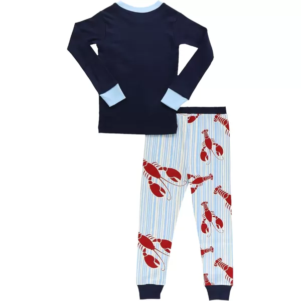 Lazy One Warm LongSleeve PJ Sets for Girls and Boys Funny Animal Kids Pajama Sets Cozy ComfyLobster Stripe Pajama Sets