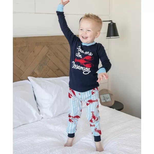 Lazy One Warm LongSleeve PJ Sets for Girls and Boys Funny Animal Kids Pajama Sets Cozy ComfyLobster Stripe Pajama Sets