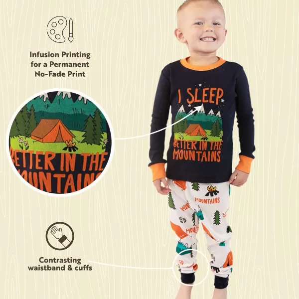 Lazy One Warm LongSleeve PJ Sets for Girls and Boys Funny Animal Kids Pajama Sets Cozy ComfySleep in the Mtn Pajama Sets