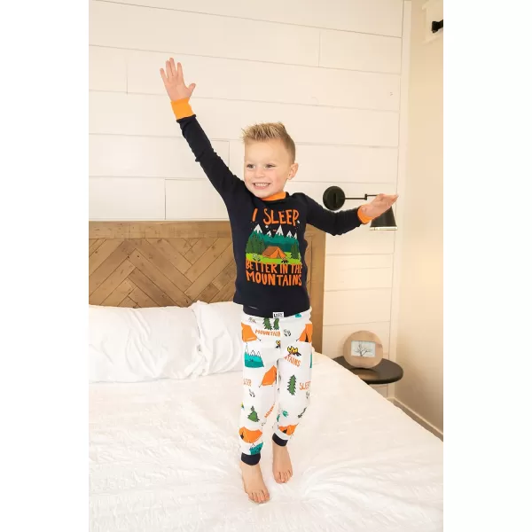 Lazy One Warm LongSleeve PJ Sets for Girls and Boys Funny Animal Kids Pajama Sets Cozy ComfySleep in the Mtn Pajama Sets