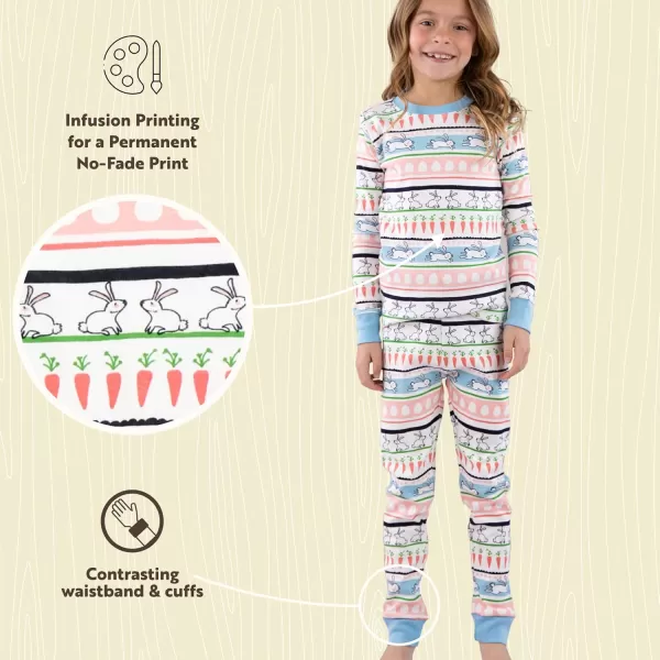 Lazy One Warm LongSleeve PJ Sets for Girls and Boys Funny Animal Kids Pajama Sets Cozy ComfyWhite Bunny Fair Isle Pajama Sets