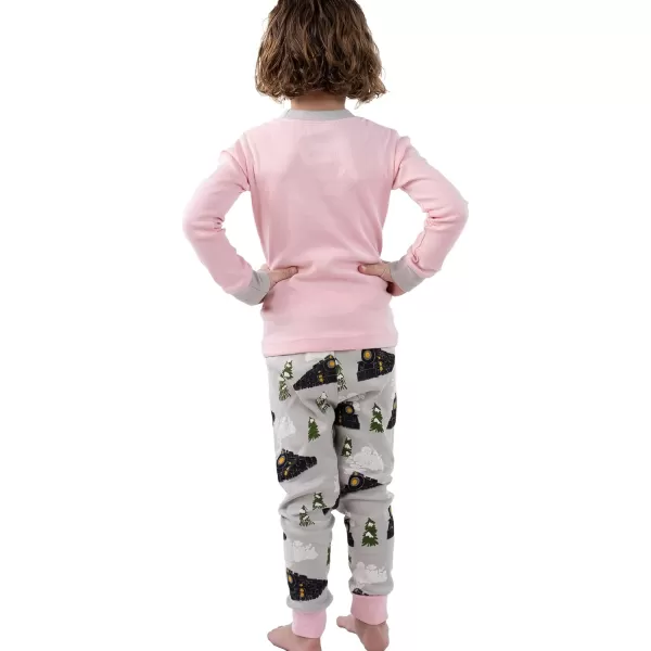 Lazy One Warm LongSleeve PJ Sets for Girls and Boys Funny Kids Pajama Sets Cozy ComfyAll Aboard Pink Pajama Sets